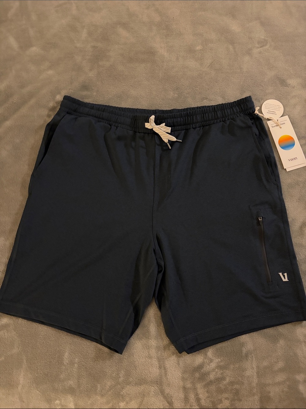 Vuori Men's Navy Athletic Stretch Shorts with Drawstring